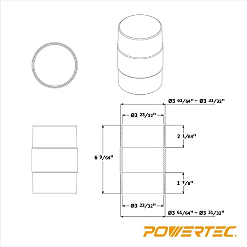 POWERTEC 70123 4-Inch Dust Hose Connector w/Quick Connect Splice Adapter, ABS Plastic, 1PK