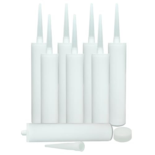Empty Caulk Tubes, 8 Pack 10 oz Refillable Caulking Tubes for Standard Caulking Guns, Caulk Tube for Repair Cracks, Tiles, Seal Leaks (8)