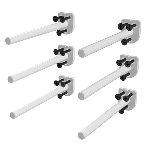 4 Inch Heavy Duty Floating Shelf Brackets 6 Pack, 1/4" Thick Solid Steel Hidden Blind Support, Fits Wood Studs, Holds 200 lbs, Invisible Hardware DIY Kit for Custom Shelving, White - size: 4 Inch, style: White 6 Pack