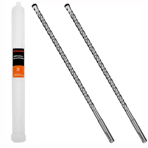 SDS Plus Rotary Hammer Drill Bit Set - 2-Piece 1/2" x 12 "Concrete Masonry Drill Bits for Brick, Cement & Stone - Durable Alloy Tip, Fast Drilling - size: 1/2" x 12 "