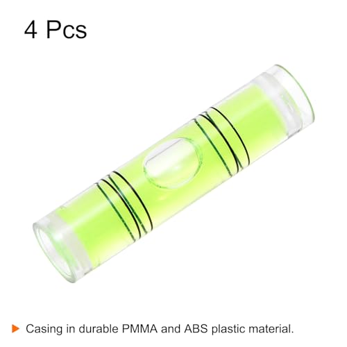 HARFINGTON 4pcs Green Cylindrical Bubble Level, 9.5x40mm, Mini Bullseye Spirit Levels for Camera Tripod Telescope Workshop Turntable Pictures Frame - size: 9.5x40mm