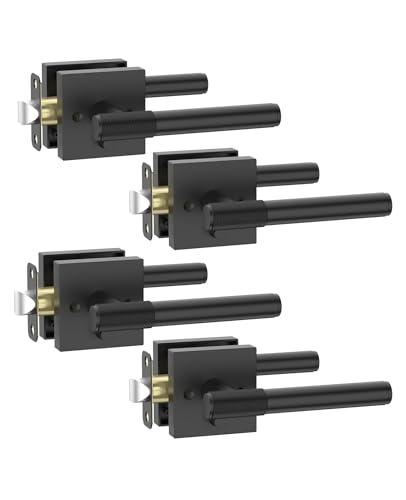 Asidrama 4 Pack Matte Black Privacy Interior Door Handles | Thumb-Turn Privacy Lock,Fits 1-3/8"-1-3/4" Doors,Adj. 2-3/8"-2-3/4" Latch,Heavy-duty Zinc,Easy DIY Setup - color: Matte Black