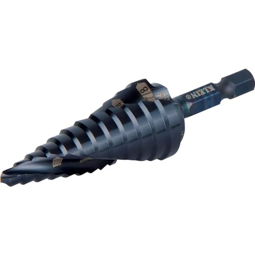 Klein Tools QRST14 Step Drill Bit, Quick Release, Spiral Double-Fluted, 3/16 to 7/8-Inch, Hex Shank, Cut Steel, Wood, Plastic, Aluminum - size: 3/16 to 7/8-Inch, style: Quick Release