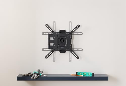 Amazon Basics Full Motion Articulating TV Wall Mount, with Swivel and Tilt, for 26" to 55" TVs and Flat Panels up to 80 Lbs, VESA Compatible, Single Stud, Black - size: 26" to 55", style: Full Motion Articulating