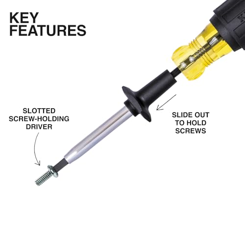 Klein Tools 85850 9-Piece Electrician Tool Set with (3) Phillips, (3) Slotted, (1) Screw-Holding Driver, (2) Insulated Drivers - Phillips and Square, Cushion-Grip Handle - size: 9-Piece