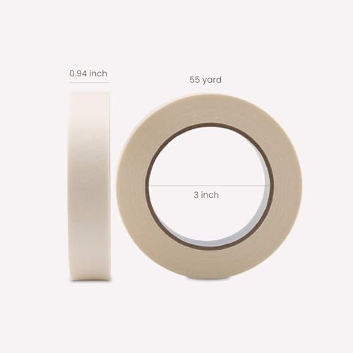 Lichamp Masking Tape 1 inch, 2 Pack General Purpose Beige Masking Tape White Masking Paper, 1 inch x 55 Yards x 2 Rolls (110 Total Yards) - size: 2 Rolls x 0.94 inch x 55 Yards
