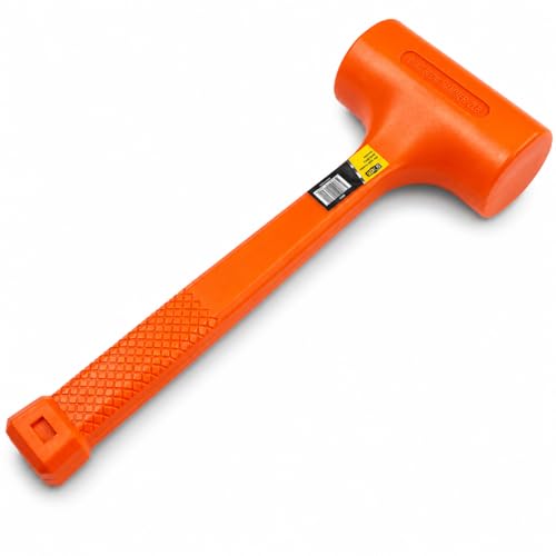 Stark USA 4-Pounds Dead Blow Hammer with Non-Slip Hammer with (4lbs) Head with Checkered Grip Handle Rebound Resistant, Neon Orange - size: 4LBS