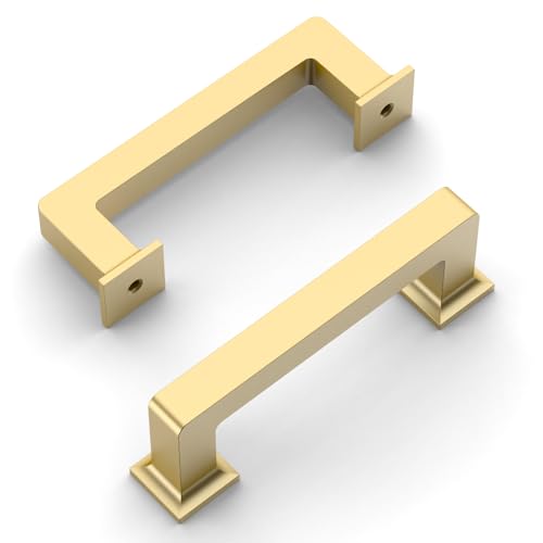 Amerdeco 10 Pack Brushed Gold Cabinet Pulls 3 Inch(76MM) Hole Centers Kitchen Cabinet Handles Cabinet Hardware Kitchen Handles for Cabinets Cupboard Handles Drawer Pulls ZH0019 - color: Brushed Gold, size: 3" Hole Center