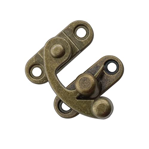 2 Sets Antique Right and Left Latch Hook Hasp and 4pcs Small Box Mini Hinges with Replacement Screws, Bronze
