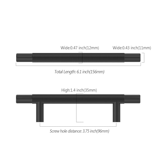 Asidrama 10 Pack 3.75 Inch(96mm) Matte Black Knurled Kitchen Cabinet Handles, Cabinet Pulls Kitchen Cabinet Hardware for Cupboard Drawer Pulls - color: Matte Black, size: 3.75" Hole Center