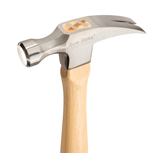 ESTWING Sure Strike Hammer - 16 oz Straight Rip Claw with Smooth Face & Hickory Wood Handle - MRW16S - size: 16 oz (Ounces)