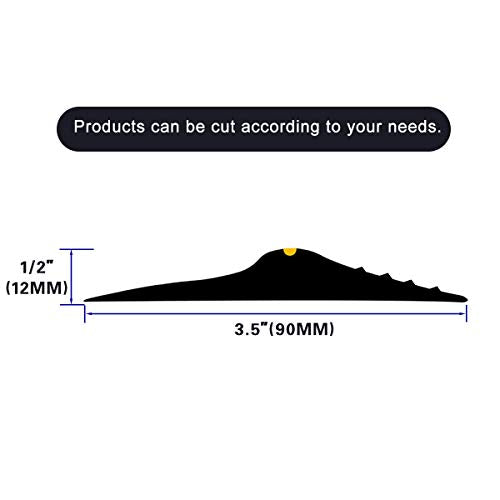 10Ft/3M Universal Garage Door Rubber Threshold Strip, Weatherproof Seal Strip DIY Weather Stripping Replacement, Not Include Adhesive/Sealant (Black-Yellow Line) - color: Black+Yellow, size: 10 Ft (no adhesives)