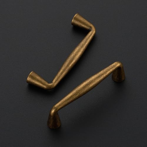 Ravinte Antique Brass Cabinet Handles Solid Handles,3 Inch,10 Pack - color: Antique Brass, size: 3 Inches Hole Center