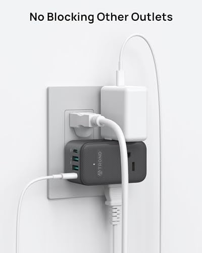 TROND Multi Plug Outlet Extender - 3 AC Outlet Adapter with Rotating Plug - color: Black, size: 3 Prong-1 Pack