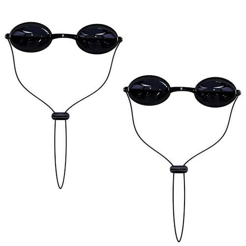 See-Through Safety Goggles Pack of 2, Transparent Safety Glasses for Tanning Use, and Half-clear Eye Protection, 2 Separate Storage Cases Included