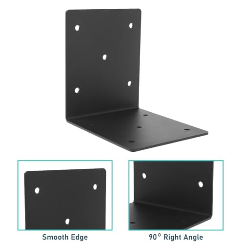 4 PCS Heavy Duty Steel Corner Brackets,6"x6"x5"L Right Angle Bracket - style: 7 Shape (6X6X5)