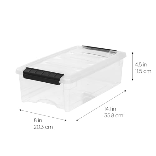 IRIS USA 3-Pack 6 Quart Storage Bins with Lids, Clear/Black - color: Clear, size: 6 Qt, style: 3 Pack