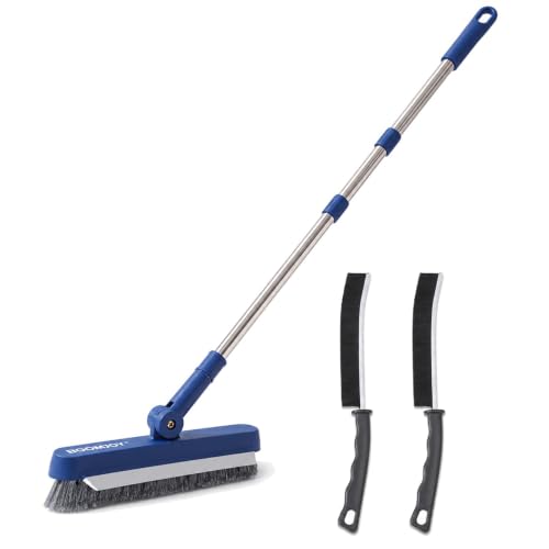 BOOMJOY Grout Brush with Long Handle, Grout Cleaner Brush for Tile Floors, Stiff Bristles for Crevice, Tile Line, Shower, Kitchen, Bathroom