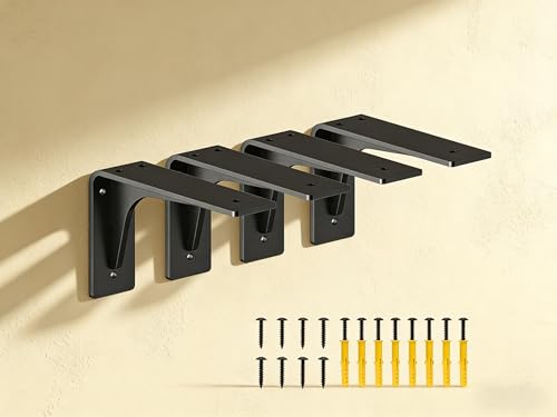 6 INCHx 4 INCH (with Brace Shelf Support Bracket Heavy Duty, L Shelf Brackets ,max Load 300lbs, , Metal Brackets for Shelves, Counter Bracket ,Corner Brace,Pack of 4. - size: 6" x 4" (With Brace)