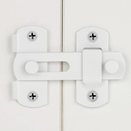 2 Packs White Stainless Steel Barn Door Latch Bi-fold Door Lock_S - color: Small White