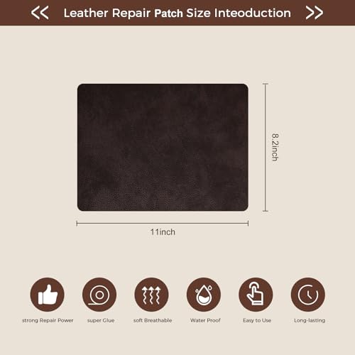 JDLUGH Sofa Leather Repair Patch Tape, 8.2x11 Inch, 2PCS, Dark Brown - color: dark brown, size: 8.2x11 Inch