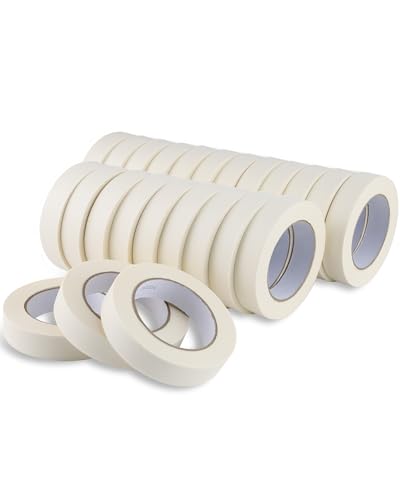 Lichamp Masking Tape 1 inch, 24 Pack General Purpose Beige White Masking Tape, 1 inch x 55 Yards x 24 Rolls (1320 Total Yards) - size: 24 Rolls x 0.94 inch x 55 Yards