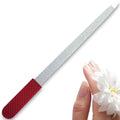 Professional Sapphire Ruby Red Nail File for Seniors & Adults – 6.7" Stainless Steel, Double-Sided Metal File, Ergonomic Non-Slip Handle, for Natural, Gel, Acrylic Nails, Manicure & Pedicure Tool