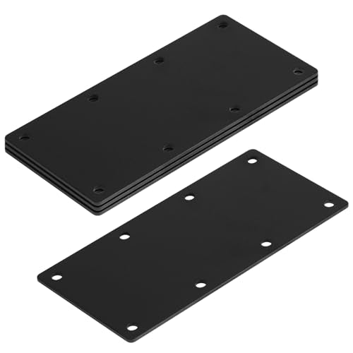 4 PCS 9" x 4" Black Mending Plate for Wood, Heavy Duty Flat Repair Bracket