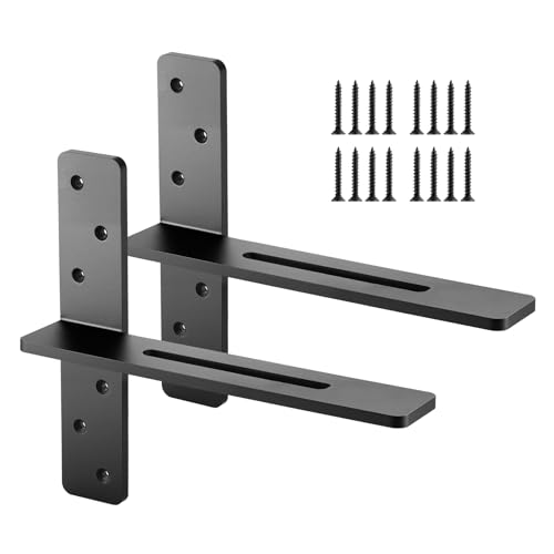 VEVOR T Shelf Brackets, 200 lbs Capacity, 2 Pcs, 14 inch Solid Steel Heavy Duty with Screws for Floating Shelves, Countertop Support Hardware - size: 14x2.89x12 in