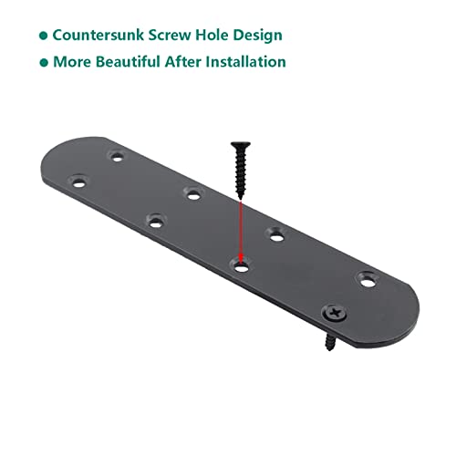 4 Pack Flat Mending Plate for Wood, ULIFESTAR Black Iron Flat Straight Brace Brackets Metal Repair Fixing Wood Brace Joining Plates Connector for Repairing Wooden Furniture with Mounting Screws - size: 6.7 x 1.5 x 0.12 inches