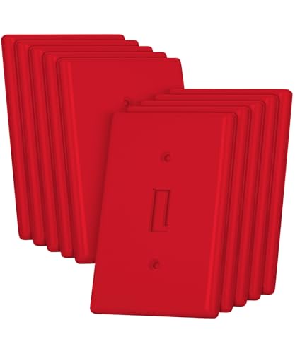 Bates- Light Switch Plates, 10 Pack, Red, Light Switch Cover Plate, Single Switch Plate Cover - color: Red, size: 10 Pack, Standard-Size
