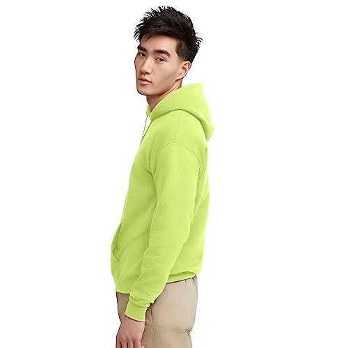 Hanes Men's Hoodie - EcoSmart Fleece Hooded Sweatshirt for Men & Women - Midweight Fleece - Big & Tall Available - color: Safety Green, size: Large