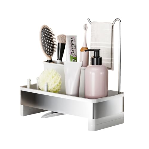 Ewaiira Sponge Holder for Kitchen Sink, Stainless Steel Sink Caddy - color: E-white