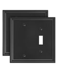 2-Pack Natural Bamboo Fiber Combo Blank/Toggle Light Switch Cover Plate - color: Black, size: 1 Blank/1 Toggle 2PK