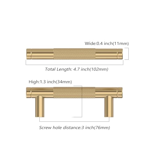 Asidrama 10 Pack 3 Inch(76mm) Champagne Bronze Cabinet Pulls Knurled Cabinet Handles Cupboard Handles Kitchen Cabinet Hardware for Cupboard Drawer Pulls - color: Champagne Bronze, size: 3" Hole Center, style: 10 Pack