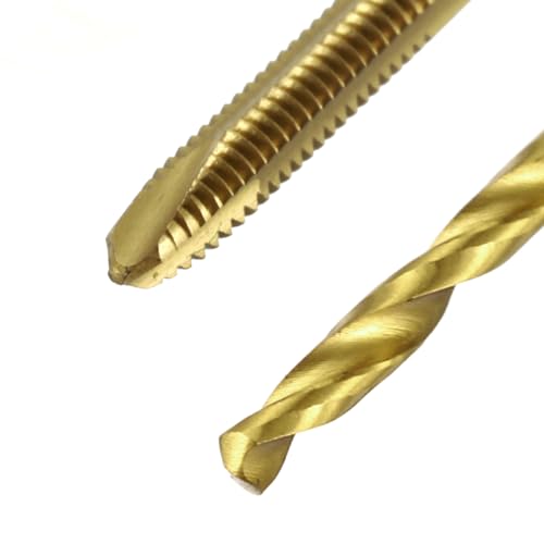 uxcell Metric Tap & Drill Bit Set, 2pcs M2 x 0.4 Spiral Point Thread Taps and 2pcs 1.6mm Twist Drill Bits, Titanium Coated HSS6542 Screw Tapping Threading Tools - size: M2 x 0.4 + 1.6mm
