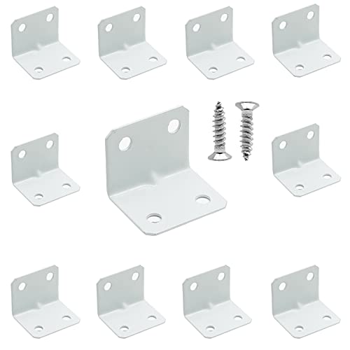 1"x1" White Right Angle Bracket L Brackets, 24 Pcs
