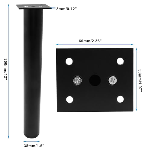 4-Pack Adjustable Aluminum Alloy Furniture Legs 12" Height Black - color: Black, size: 12 Inch