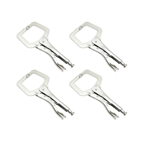 HFS(R) 11-Inch Locking C-Clamp Set,4 Pack, Alloy Steel Heavy Duty Workshop Clamps Locking Pliers with Regular Tip for Welding, Woodworking & Metalworking