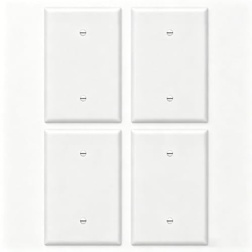 ZEFTV Over-Size Blank Wall Plates 1-Gang 5.5" x 3.5" blank Switch Outlet Electrical Cover Plate Unbreakable Thermoplastic Faceplate for Light Receptacle Outlet Switch, White (4 Pack) - color: Over-Size,Single Blank, size: 4 Pack