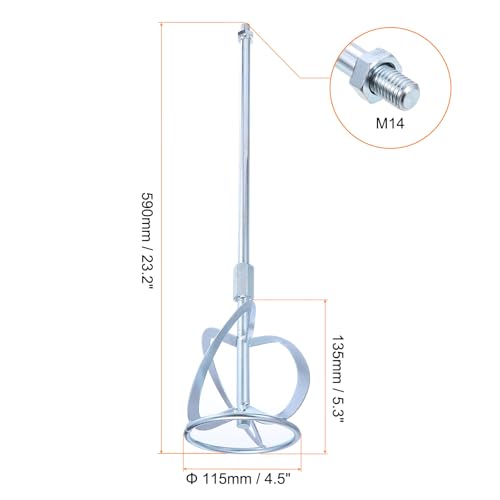 HARFINGTON Concrete Mixing Paddle, Paint Mixer Drill Attachment Cement Mixer Tool Mud Mixer for Mixing Paint Concrete Resin Epoxy - size: 23.2"