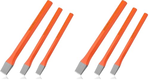 ValueMax 3-Piece Heavy Duty Cold Chisel Set, 3/8-Inch, 1/2-Inch & 5/8-Inch Metal Chisel Set, Premium Cr-V Steel, for Carpentry, Metalwork, Woodwork & Masonry Work (Pack of 2) - size: Small (Pack of 2)
