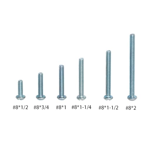 T.K.Excellent #8x1/2 to #8x2 Machine Screws Assortment Kit Electrical Outlet Screws Fully Threaded Phillips Drive, 370 Pcs