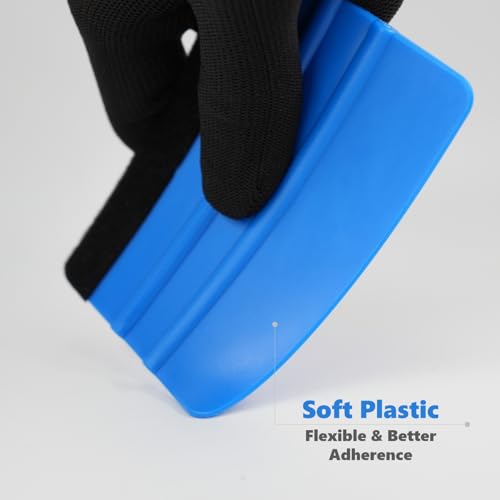 2-Pack Felt Edge Squeegee Tool for Vinyl Wrap & Wallpaper Smoothing, Plastic Scraper with Replacement Fabric Felts, Anti-Scratch Applicator for Car Window Tint, Glass Film & Craft Decals - color: Blue