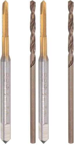 uxcell M2 x 0.4 Spiral Point Thread Tap and 1.6mm Drill Bit Set, Metric Titanium Plated Cobalt High Speed Steel Machine Screw Thread Tap Threading Tool (Pack of 2) - size: M2 x 0.4 + 1.6mm (Pack of 2)