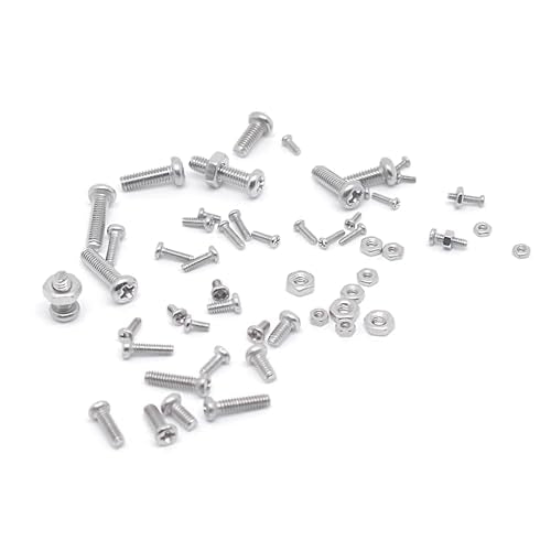 1080PCS M1-M2.5 304 SS Phillips Pan Head Tiny Machine Screws Nuts Kit | M1 M1.2 M1.4 M1.6 M2 M2.5 Stainless Steel Cross Drive Micro Screws Nuts for Precision Electronics, Instruments, DIY w/ Box - size: M1/M1.2/M1.4/M1.6/M2/M2.5