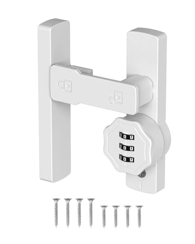 Keyless 90/180 Degree Sliding Barn Door Lock Latch, White-1PC - color: White-1PC