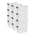 Sterilite Ultra Latch Box with Lids for Home and Office, 30 Quart, 12-Pack | Heavy-Duty and Stackable Plastic Containers with Latches for Closet, Cabinet, Bedroom, Bathroom and Dorm Room Organization - size: 30 Quart