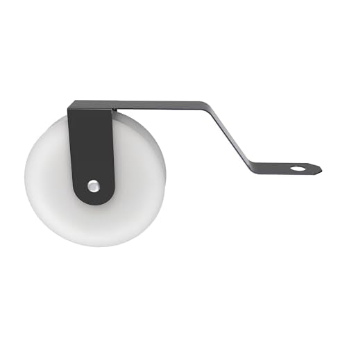 Brixwell Spring Roller Assembly, Nylon Wheel, Metal Bracket, 1" Diameter, 1/4" Width, 15/16" Length, 1/2" Mount Width, Replacement Hardware, White Wheel and Gray Finish, Pack of 2