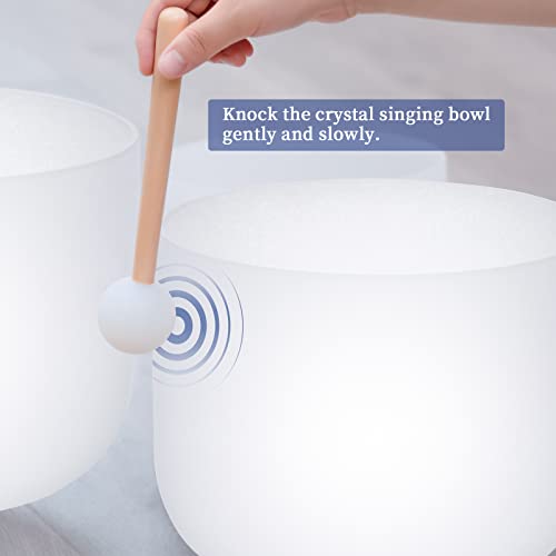 SOLSHINE 6-12 Inch Crystal Singing Bowl Set of 7 For Sound Healing With 2pcs Free Heave Duty Carring Case Crystal Mallet And O-ring Sound Repairer - color: 7Pcs White, size: 6-12 inches